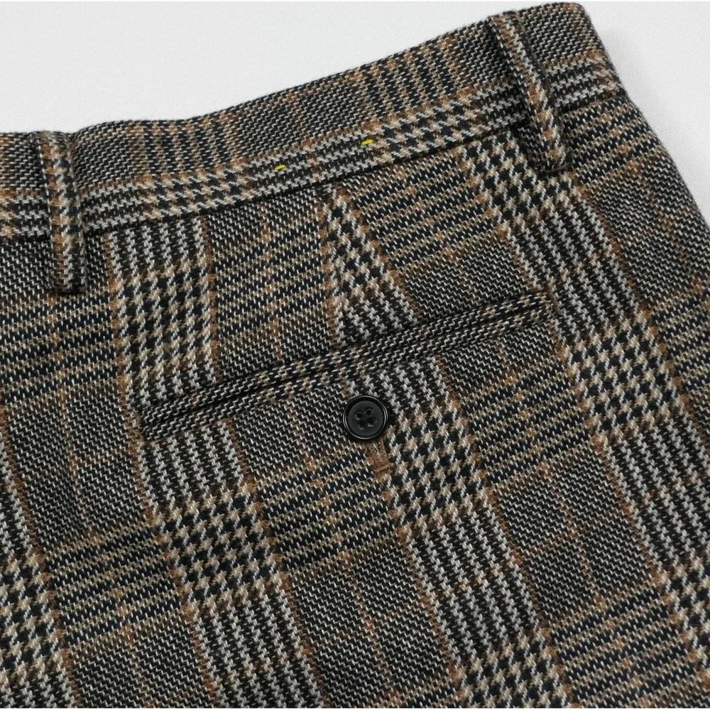 Banana Republic Mens 36x30 Tailored Slim Fit Glen Plaid Wool Tweed Italian Pants